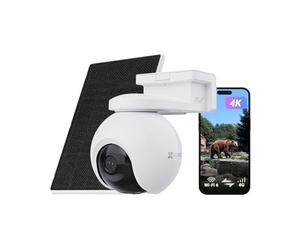 EZVIZ 4K Camara Vigilancia Exterior 4G WiFi Dual de Batería con Solar, 360° PTZ con AOV, Detección de Animal Salvaje/Persona/Vehículo, Visión Nocturna, Seguimiento con Zoom, EB8 Pro 4G+Panel Solar 8W