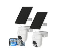 EZVIZ 6MP Cámara Vigilancia Exterior Solar con Batería 3K+, AOV,Wi-Fi,360° Sin Cables,Detección de Personas/Vehículos IA,Visión Nocturna en Color,Zoom Automático.CB8 Lite+Panel Solar 5W,2 Unidades