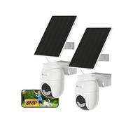 EZVIZ 8MP Cámara Vigilancia Exterior Solar con Batería 4K, AOV,Wi-Fi,360° Sin Cables,Detección de Personas/Vehículos IA,Visión Nocturna en Color,Zoom Automático.CB8 Lite+Panel Solar 5W,2 Unidades