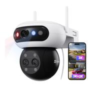 EZVIZ C90f Triple Cámara Vigilancia Exterior WiFi, 3K Cámara Triple Lente 360° con Zoom Mixto 12x, Motor Triple, Detección de Humanos/Vehículos IA, Reconocimiento Facial, Visión Nocturna en Color