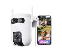 EZVIZ C9C Cámara de Vigilancia Exterior 3K con Doble Lente (5MP+5MP), Cobertura 360°, Visión Nocturna en Color, IA Detección de Personas y Vehículos, Audio Bidireccional, Compatible con Alexa