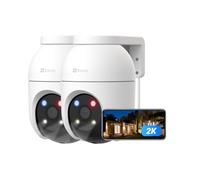 EZVIZ Cámara Vigilancia WiFi Exterior 2K 360° C8C 3MP 2 Unidades | Detección Humana/Vehículo AI,Seguimiento Automático,WiFi con 2.4/5GHz,Visión Nocturna Color, Sirena y Luz, Impermeable