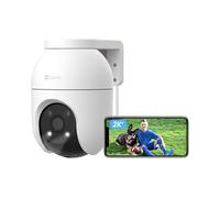 EZVIZ Cámara Vigilancia WiFi Exterior 360°,2K+ Cámara IP de Seguridad,Visión Nocturna a Color,Detección IA de Personas/Vehículos,Seguimiento Zoom Auto,Audio Bidireccional,Sirena, Alexa/Google,C8c 4MP
