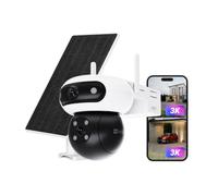 EZVIZ CB90 Camara Vigilancia WiFi Exterior Solar, Bateria, Doble Lente 3K | 5MP+5MP, sin Cables, 360°, AOV Grabación 24/7, Reconocimiento Facial,Visión Nocturna a Color,Detección IA de Persona/Vehículo