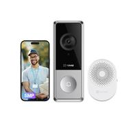 EZVIZ CP8 Timbre Inalámbrico Exterior con Cámara 5MP, Chime Incluido, Detección de Personas, Visión Nocturna Color, Batería Recargable 9600 mAh, Audio Bidireccional, MicroSD/Nube, Wi-Fi 6 (2.4 GHz)