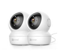 EZVIZ Kit de 2 Cámaras Vigilancia WiFi Interior 360º, C6N Camara Vigilancia Bebe 1080P, Visión Nocturna, Audio Bidireccional, Detección de Movimiento, Control Remoto, Blanco