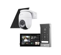 EZVIZ Lotes de HP7 Pro Videoportero WiFi y CB8 Lite Kit 4K Camara de Vigilancia Bateria con Panel Solar