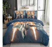 F-22 Fighter Jet - Juego de funda de edredón con estampado 3D para cama individual, 2 fundas de almohada y cremallera oculta, microfibra cepillada suave, 3 piezas, para niños, adolescentes y adultos