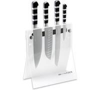 F. Bloque de cuchillos Dick 4Knives blanco 1905 4 piezas (bloque de cuchillos de cristal acrílico, LxAnxAl 24 x 12,5 x 42 cm, cuchillo de chef 21 cm, Santoku con filo festoneado 18 cm) 81972000-05