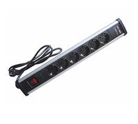F BRIGHT 1002650 Regleta de 6 enchufes - tomas con 2 USB integrados, Interruptor de apagado, Diseño triangular, Color Negro