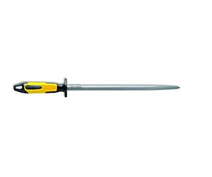 F. DICK 73171300-68 - Cuchillo para carne (mango amarillo/negro, acero redondo con mango de 2 K, dureza de la superficie superior a 65° HRC, piedra de afilar para cuchillos de cocina)
