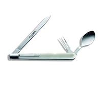 F. DICK 82011110 - Juego de Cubiertos Portatiles (3 piezas, cuchara, cuchillo y tenedor, plegables, para pesca, senderismo, picnic, camping, chef profesional, mango de plástico con efecto nácar