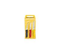F. DICK ErgoGrip 82551000 - Juego de cuchillos (3 piezas, cuchillo para deshuesar de 13 cm, cuchillo de 15 cm ancho, cuchillo fileteador de 18 cm, HRC 56°), color negro, rojo y amarillo