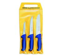 F. DICK ErgoGrip 8255300 ErgoGrip - Juego de cuchillos para deshuesar (3 piezas, cuchillo de deshuesar 13 cm, cuchillo de 18 cm, 21 cm, HRC 56°), color azul