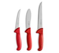 F. DICK ErgoGrip 82556100 Jagd Indoor - Juego de 3 cuchillos para deshuesar (hoja curvada de 13 cm, cuchillo para pelar de 18 cm, HRC 56°)