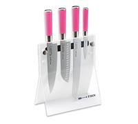 F. DICK Pink Spirit 8 1772 000-05-79 - Juego de cuchillos con bloque (cuchillo Santoku, acero inoxidable de alta aleación, mango de plástico)
