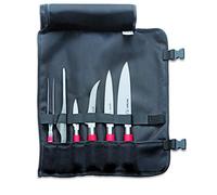 F. DICK Red Spirit 81767000 - Juego de Cuchillos (Estuche Enrollable, Tenedor de Carne, Cuchillo de Chef, Cuchillo de filetear, Cuchillo de Oficina, Pinzas de búfalo y Cuchillo de deshuesar 56° HRC)