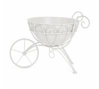 F Fityle Carrito de Jardín Soporte Macetas Porta Plantas Hierro Decorativo con Rueda Frontal con Radios Asa Curvada Cuerpo Ligero y Resistente Adecuado para, 复古白小号, 小号