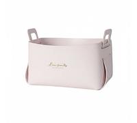 F Fityle Cesta de Almacenamiento para Coche Caja Organizadora Contenedor Bandeja Cubo de Cuero PU Impermeable con Asas Resistentes Plegable y Compacta para , Rosa , L