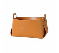F Fityle Cesta de Almacenamiento para Coche Caja Organizadora Contenedor Bandeja Cubo de Cuero PU Impermeable con Asas Resistentes Plegable y Compacta para , Naranja , S