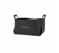F Fityle Cesta de Almacenamiento para Coche Caja Organizadora Contenedor Bandeja Cubo de Cuero PU Impermeable con Asas Resistentes Plegable y Compacta para , Negro , S