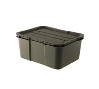 F Fityle Contenedor de Almacenamiento Exterior Caja Organizador Recipiente Baúl con Tapa Diseño Robusto Apilable para Espacios Estrechos y Cierre Seguro, Verde Militar, 32.3 25.5 14.6 9L