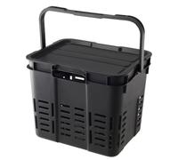 F Fityle Contenedor de Almacenamiento Exterior Caja Organizador Recipiente Baúl con Tapa Diseño Robusto Apilable para Espacios Estrechos y Cierre Seguro, Negro, 34 26.2 26.5 16L