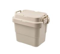 F Fityle Contenedor de Almacenamiento Exterior Caja Organizador Recipiente Baúl con Tapa Diseño Robusto Apilable para Espacios Estrechos y Cierre Seguro, Caqui, 39 30 35.7 22L