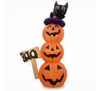 F Fityle coración Inflable Pie para Halloween con Calabaza Naranja y Sombrero Lavanda Adorno con Luces para Patio Poliéster para Tienda y Hogar Atracción Festiva para Niños Luces Industriales