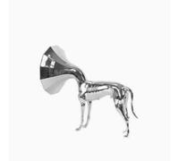 F Fityle Escultura Metálica Minimalista Estatua de Perro Figura Decorativa Adorno de Mesa Metal Brillante y Forma Adecuada para Espacios Contemporáneos Entradas Bibliotecas de Consola, Plateado