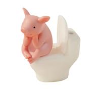 F Fityle Figura Animal Dibujos en Inodoro Miniatura Divertida Figura PVC Pintada a Mano Caprichosa Adorno Escritorio con Personaje Sentado, Cerdo