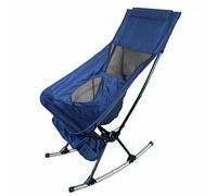 F Fityle Silla Mecedora Plegable Tumbona Reclinable Asiento Portátil Exterior con Estructura de Tubo de Hierro y Tela Oxford 600D con Bolsillo y Reposacabezas, Azul Marino