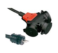 F-Line Adaptador múltiple Schuko de goma IP44 2P+T 16A 250V con 10 m de cable negro