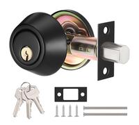Faankiton Puerta Cerradura con Cerrojo de Doble Cilindro, Cerradura de Cerrojo de Puertacon Llave, Cerrojo de Roseta, Pomo Redondo para Puerta (Negro)