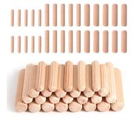 Faanktion 650 Piezas Tacos de Madera Estriados 6x30/8x40/10x40mm, Espigas y Clavijas de Madera Dura, Pasadores para Muebles, Ensamblaje, Reparación y Carpintería