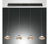 Fabas Luce Lámpara colgante Arabella 4 luces en fila, ámbar