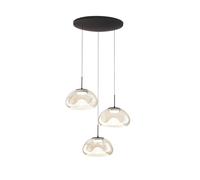 Brena - Fabas Luce Lámpara colgante circular de 3 luces - LED regulable de 30 W - Coñac Florón redondo de 35 cm de diámetro