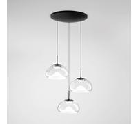 Brena - Fabas Luce Lámpara colgante circular de 3 luces - LED regulable de 30 W - Florón redondo transparente de 35 cm de diámetro.