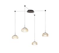 Brena - Lámpara colgante descentralizada de 4 luces color coñac - Fabas Luce - LED regulable de 40 W - Montaje descentralizado