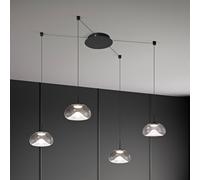 Brena - Lámpara colgante descentralizada transparente de 4 luces - Fabas Luce - LED regulable de 40 W - Montaje descentralizado