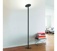 Regina - Lámpara De Pie Led Redonda De Metal Negro Ajustable, Altura 180 Cm, Fabas Luce - Luz Led Integrada De 35 W, Cct (3000k-6000k)