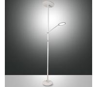Regina - Lámpara De Pie Led Blanca De Metal H.180 Cm Fabas Luce - 2 Luces De 36w Y 12w Con Led Integrado 3000k