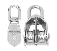 Fabater Polea Fija M20 de Acero Inoxidable 304 de 2 Piezas, Polea de Elevación de Doble Rueda, de Metal Resistente de 75 Kg, Colgante Portátil para Reducción de Carga