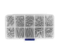 Fabater Tornillos de Cabeza Plana de Acero Inoxidable 304 con Kit de Arandelas de Tuercas Hexagonales, Kit de Tornillos Surtidos para Mantenimiento de Hardware de Maquinaria, Juego en Caja de para