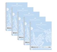 FABER-CASTELL 10213401 - Cuadernos de papel DIN A4 rayados, 5 cuadernos de 80 hojas cada uno, papel 90 g/m², cuaderno azul cielo