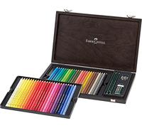 FABER-CASTELL 110006 - Lápiz de colores policromo, 48 piezas, maletín de madera con accesorios, resistente al agua, irrompible, para profesionales y artistas aficionados