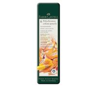Faber-Castell 110096 - Estuche de metal con 12 ecolápices polychromos, multicolor + Castell Jumbo Set