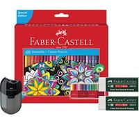 Faber-Castell 111260 Castle Lápices de colores, 60 unidades, incluye sacapuntas doble y 2 gomas de borrar sin PVC