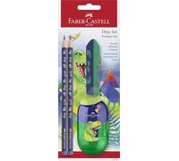 FABER-CASTELL - Set de escritura Dino con lápices, sacapuntas y goma