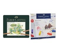 Faber-Castell 112124 - Estuche de metal con 24 ecolápices Pitt pastel, multicolor & 128248 - Estuche de cartón con 48 tizas pastel, mini, multicolor